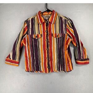 Patrick Christopher Women's Medium Multicolor Striped Button Front Shirt Jacket
